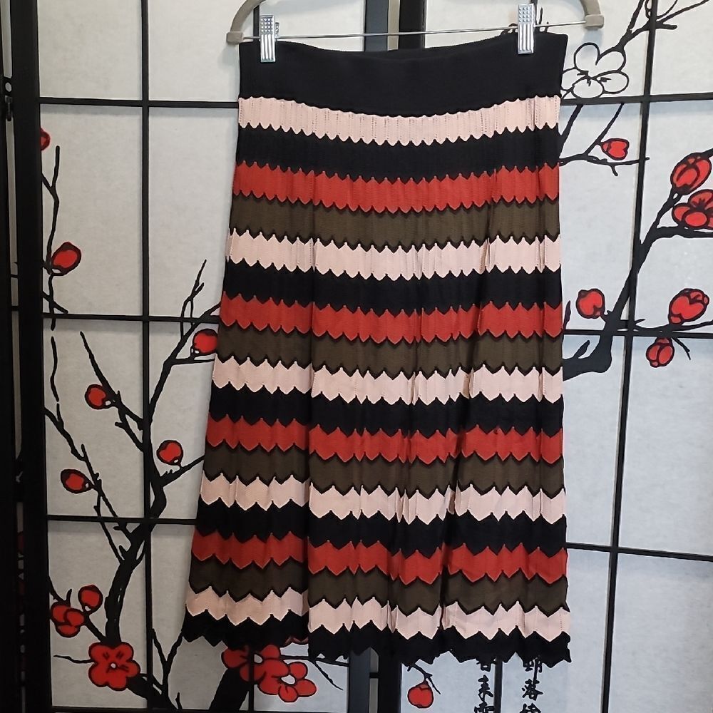 A.L.C. Zig Zag Chevron Design Knit Knee-Length Skirt Medium